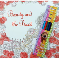 Felnőtt kifestő - Beauty and the Beast/Szépség és a szörnyeteg + 6 db színes ceruza