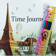 Felnőtt kifestő - Time journey/Időutazás + 6 db színes ceruza
