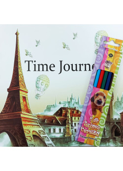 Felnőtt kifestő - Time journey/Időutazás + 6 db színes ceruza