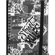 2026 B6 spirálozott határidőnapló  STREET RULES