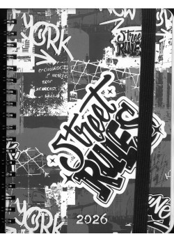 2026 B6 spirálozott határidőnapló  STREET RULES