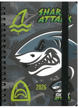 2026 spirálozott B6 határidőnapló  SHARK ATTACK