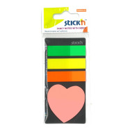 Jelölőcimke - szív és háromszínű csík - Stick'n - Írószer