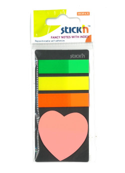 Jelölőcimke - szív és háromszínű csík - Stick'n - Írószer