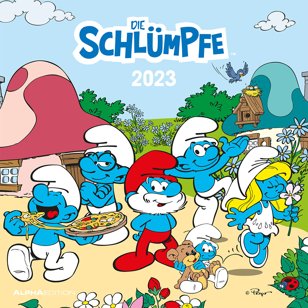 Falinaptár 2023 - Die Schlümpfe/Hupikék törpikék  30x30.