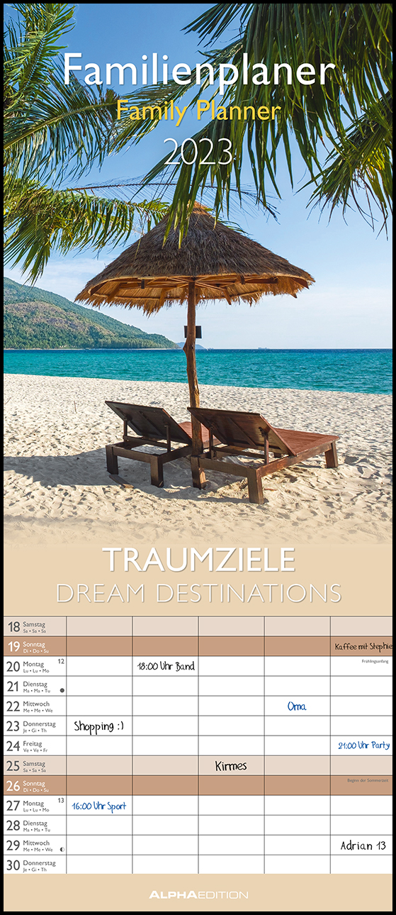 Falinaptár 2023 - Traumziele Familienplaner/Tervező naptár 19,5x45.